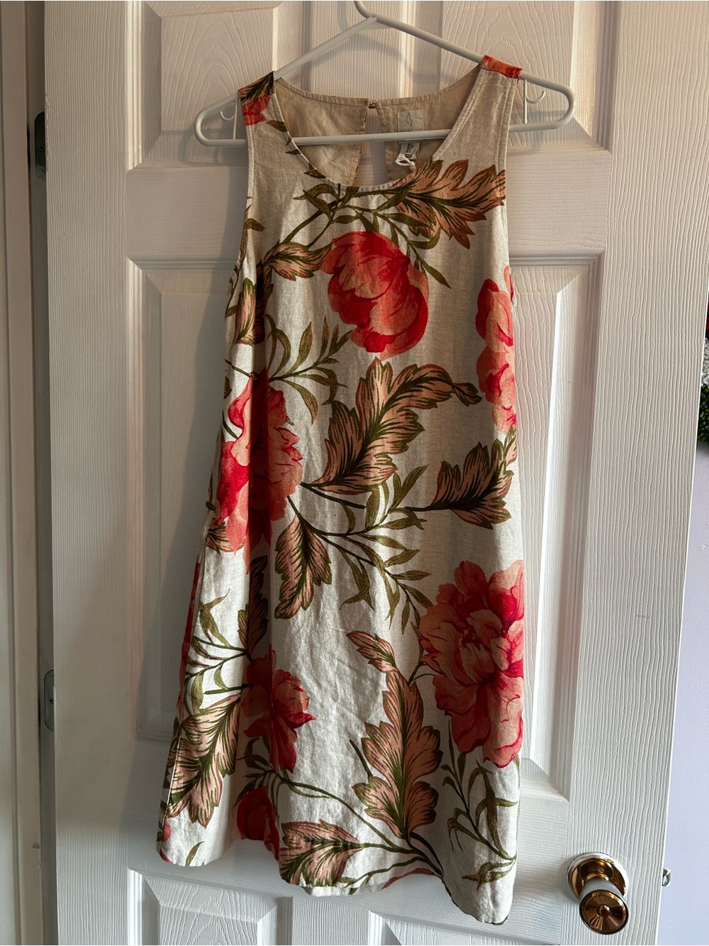 Joie Cream Shift Dress with Coral Floral Print